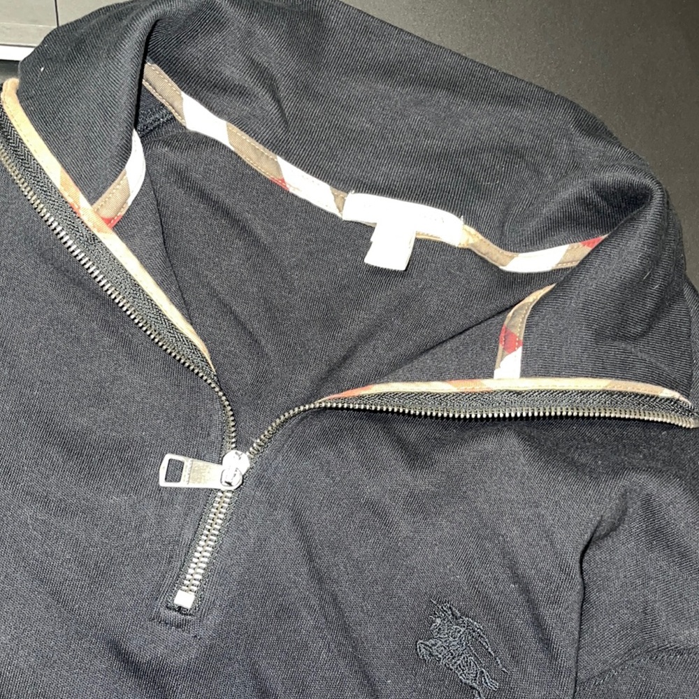 Burberry Mens Long Sleeve 3/4 zip shirt size large